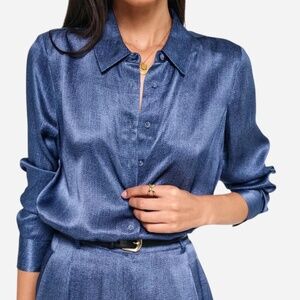 Cami NYC Crosby Silk Blouse Raw Denim S